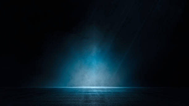 istock Dark street, asphalt abstract dark blue background, empty open dark scene neon light, spotlights The concrete floor and studio room with faint smoke float up the interior texture for display products 1502264943