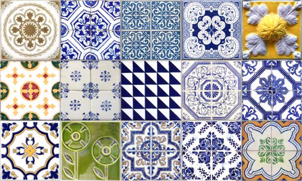 istock Portuguese tiles. Illustration of Azulejo on white background. Mediterranean style. 1502277589