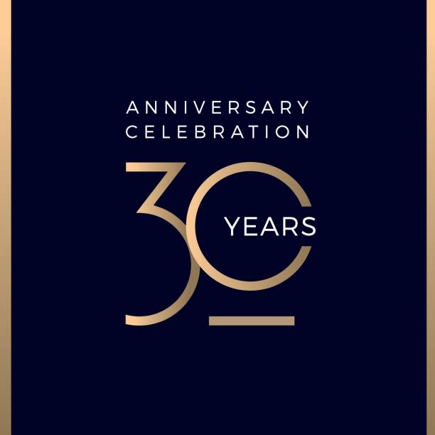 Thirty years celebration event. 30 years anniversary sign. Vector design template. 30th anniversary stock illustrations