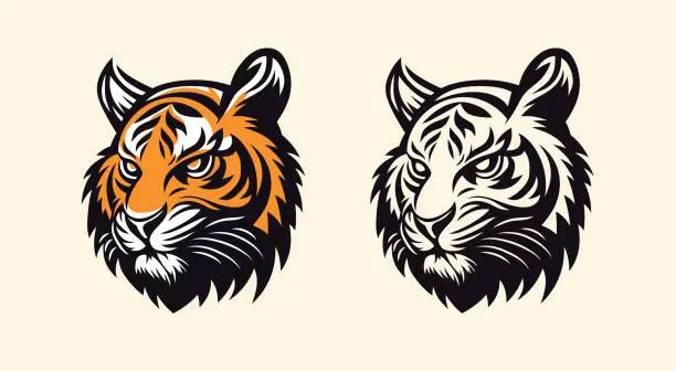 Vector illustration of Tiger face vector illustration.