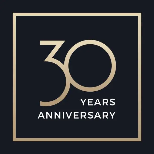 Vector illustration of Thirty years celebration event. 30 years anniversary sign.