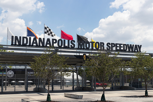 Indianapolis - June 24, 2023: Indianapolis Motor Speedway Gate One entrance. Hosting the Indy 500 and Brickyard, IMS is The Racing Capital of the World.