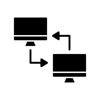Networking infrastructure black line and fill vector icon with clean lines and minimalist design, universally applicable across various industries and contexts. This is also part of an icon set.