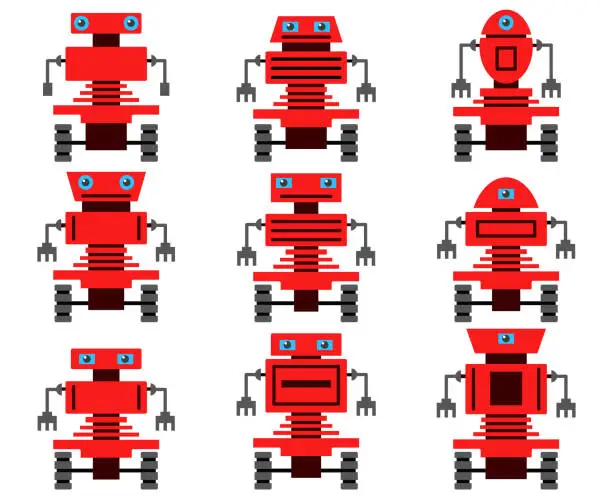 Vector illustration of Robot vector set