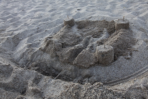 Sandcastle on greek beach. Not finnished.