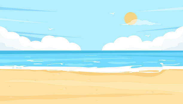 tropischer sommerstrand hintergrund - beach stock-grafiken, -clipart, -cartoons und -symbole