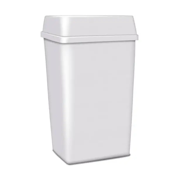 Vector illustration of Indoor or outdoor dustbin with lid vector mockup. Blank dust bin isolated on white background realistic mock-up. Garbage recycling container, trash can template