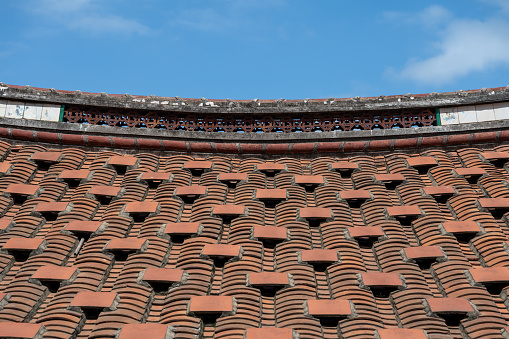 Red brick retro roof of Chinese architecture