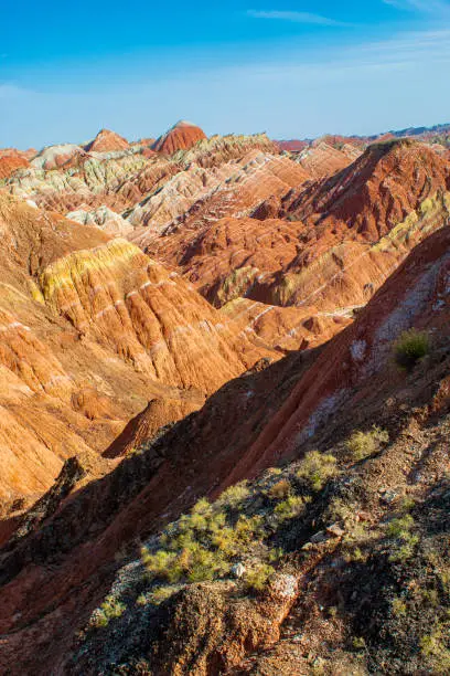 Photo of Zhangye colorful danxia landform scenic spot, vertical image