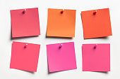 Group of valentines colors Sticky notes on white