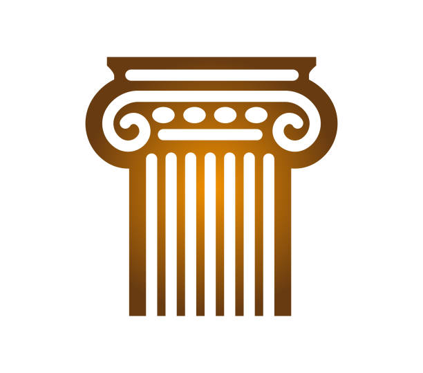 ilustrações de stock, clip art, desenhos animados e ícones de ancient column head in gold. ionic column - column ionic capital isolated