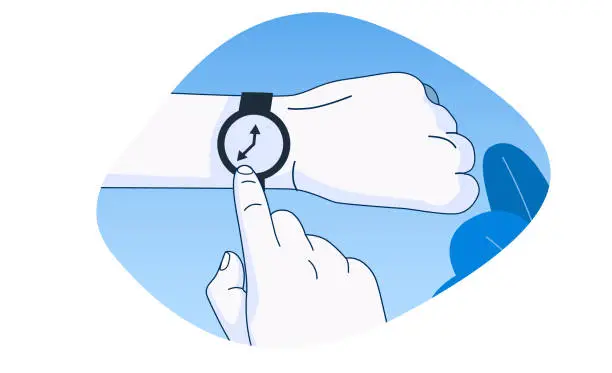 Vector illustration of Hands with control the time with watch.