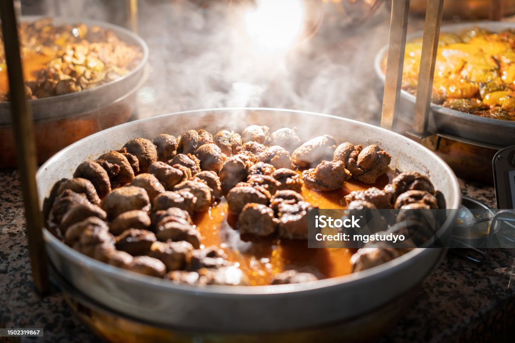 Turkish roasted Meat ball food Saute Turkish Food Stock Photo