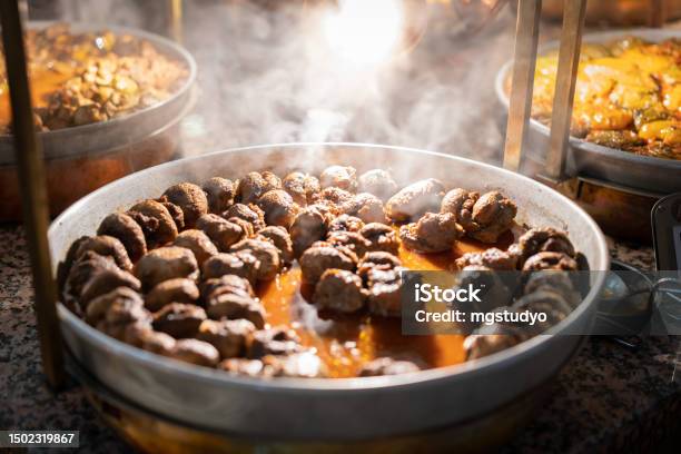 Turkish Roasted Meat Ball Food Saute Stock Photo - Download Image Now - Turkish Food, Appetizer, Arabic Style