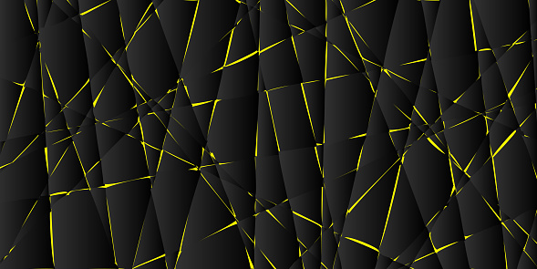 Abstract vector background with black tiles and yellow light lines.