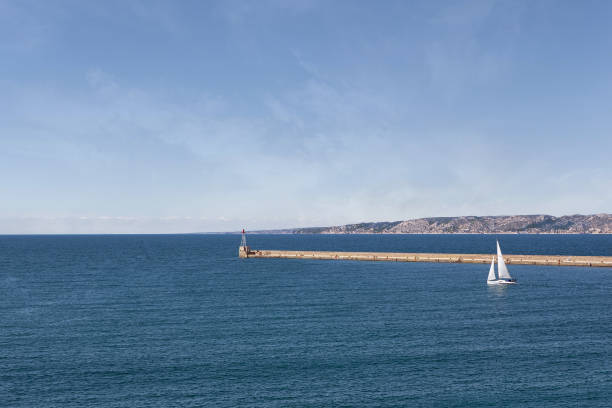 Sailboat leaving the port of Marseille in France