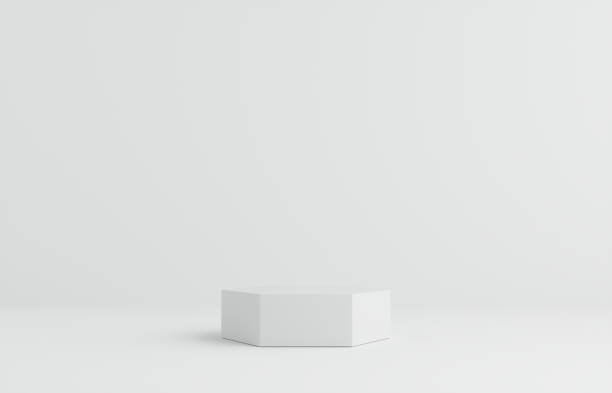 istock Product Podium - White Hexagonal Podium, White Background. 3D Illustration 1502326266