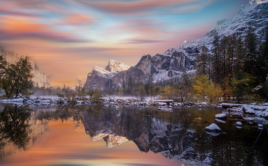 Yosemite Valley, Yosemite National Park, Yosemite national park in winter season, California, USA.