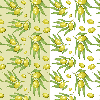 Olive braches seamless pattern botanical background