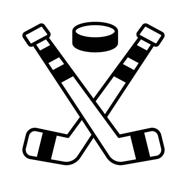 ilustraciones, imágenes clip art, dibujos animados e iconos de stock de icono de moda de hockey sobre hielo en estilo editable, fácil de usar y descargar - slap shot