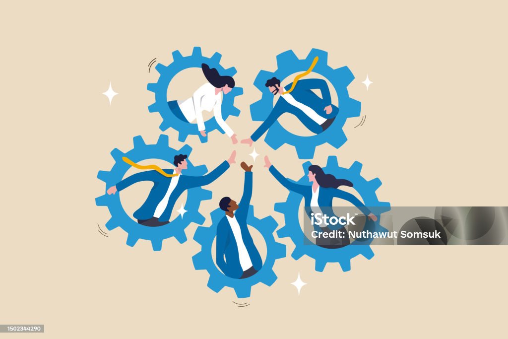 Travail d’équipe, travail d’équipe, organisation ou collaboration des employés pour le succès, accord de communauté ou de réunion, concept de coopération, femme d’affaires, personnes sur roue dentée travaillant ensemble. - clipart vectoriel de Travail d'équipe libre de droits Travail d’équipe, travail d’équipe, organisation ou collaboration des employés pour le succès, accord de communauté ou de réunion, concept de coopération, femme d’affaires, personnes sur roue dentée travaillant ensemble. - clipart vectoriel de Travail d'équipe libre de droits