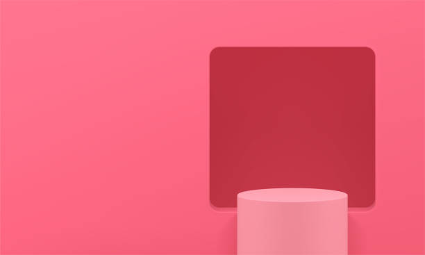 istock 3d podium pink cylinder platform wall hole promo advertising space decor element realistic vector 1502356918