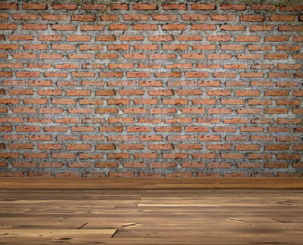 istock Room with brick wall and wooden floor 1502365426