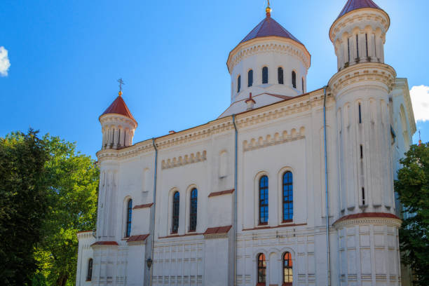 Vilnius. View of the Prechistensky Cathedral. Prechistensky Cathedral (Cathedral of the Assumption of the Most Pure Mother of God) is an Orthodox church in Vilnius, the cathedral of the Vilna and Lithuanian diocese of the Russian Orthodox Church.