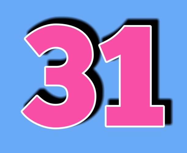 istock Number 31 thirty one with shadow black on blue background 1502378612