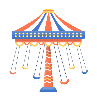 Carousel for kids and adults isolated. Amusement Park logo, icon.