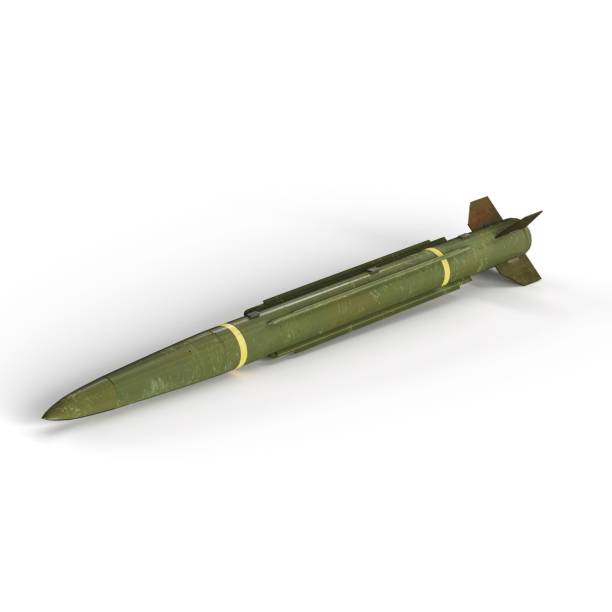 istock 3D render of a realistic green military rocket isolated on the white background 1502384135