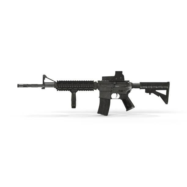 istock 3D render of a military gun isolated on the white background 1502384145