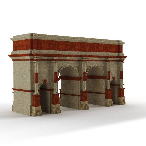 istock 3D render of a large stone building with ornate arches isolated on the white background 1502384192