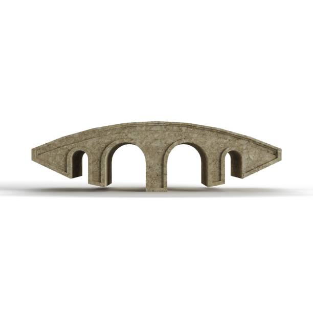 istock 3D render of an ancient stone bridge with multiple arches on the white background 1502384211