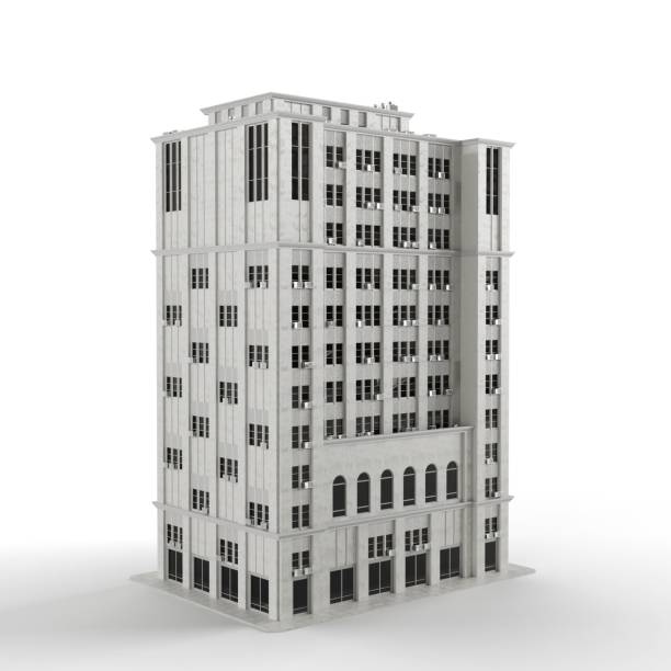 istock 3D render of a gray modern building isolated on the white background 1502384282