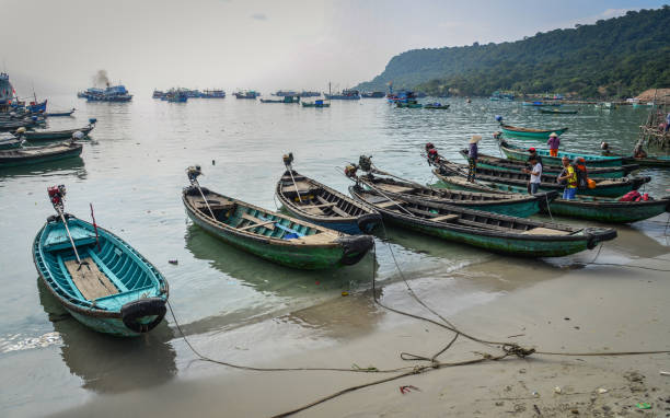 istock Wooden boats docking on the bay 1502385600