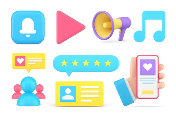 istock Social media digital marketing cyberspace communication technology set 3d icon realistic vector 1502386325