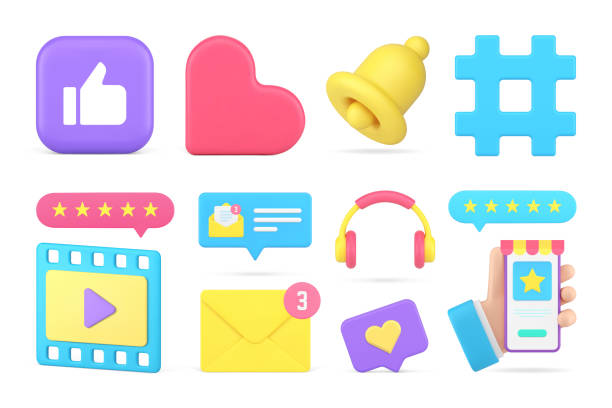 istock Online chatting social media network alert cyberspace entertainment content set 3d icon vector 1502386368