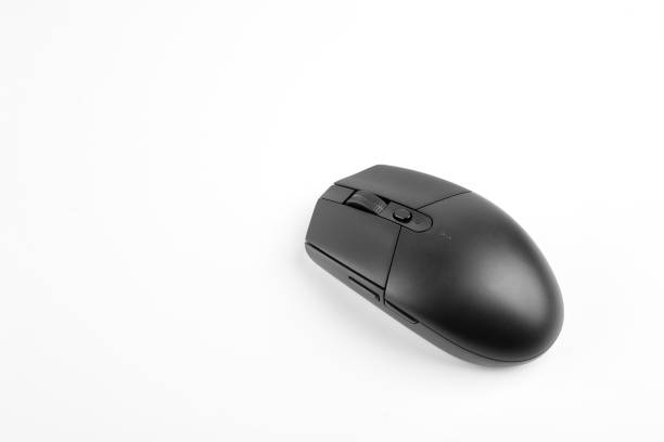 istock Computer wireless black mouse isolated on white background for business, education and technology concept design. 1502388941