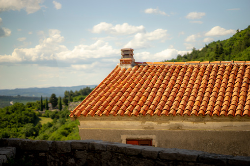 traditional red brick roof in the northern Mediterranean