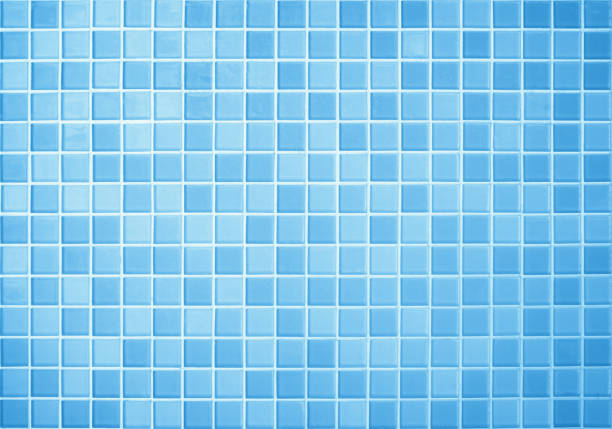 istock Blue light ceramic wall chequered and floor tiles mosaic background in bathroom, kitchen. Design pattern geometric with grid wallpaper texture decoration pool. Simple seamless abstract surface clean. 1502410676