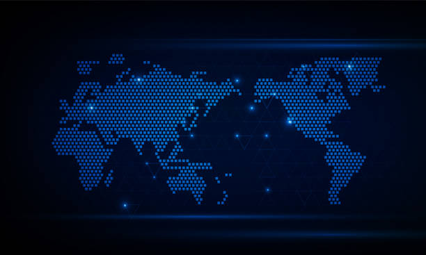 istock Abstract a scanning stream of binary code numbers on the monitor are the computer matrix of world map. Hitech communication concept innovation background, vector design 1502415715