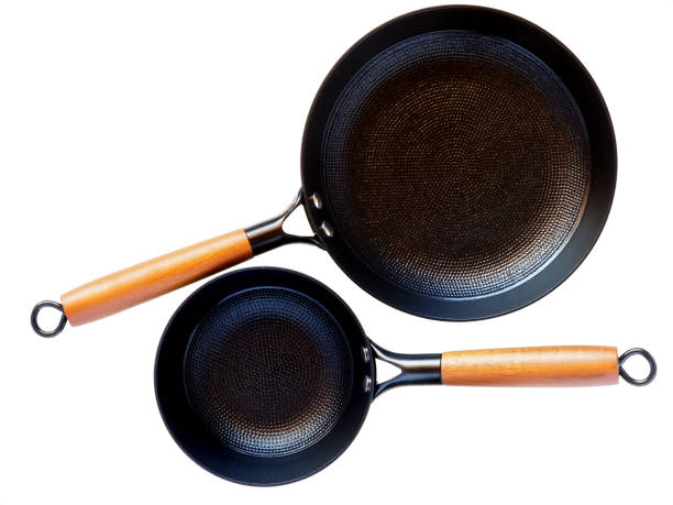 istock Black Frying Pans with Wooden Handles 1502417848