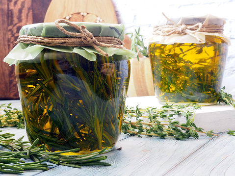 Rosemary Infused Olive Oil and aromatic herbs