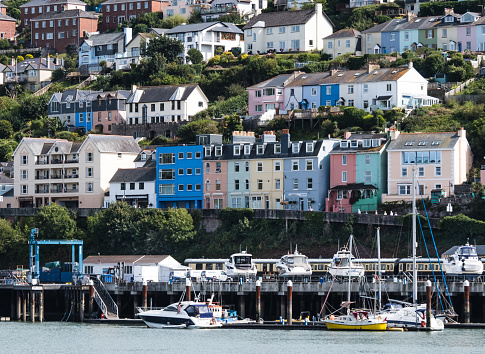 Colour houses around Dartmouth Harbour, Devon.