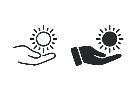 istock Hand holding sun icon. Illustration vector 1502422087