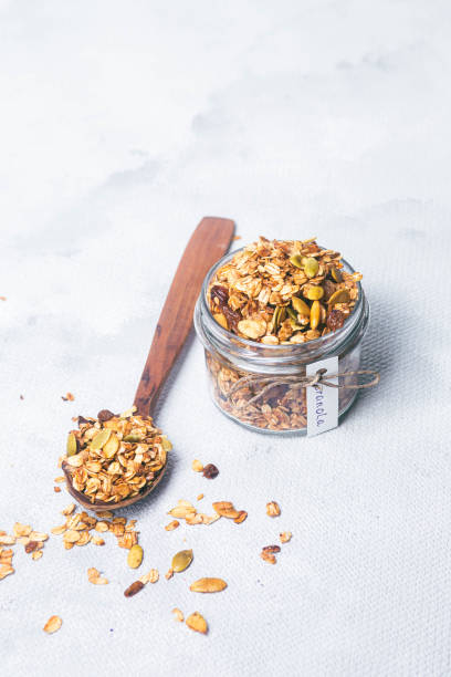 istock Granola with raisins and pumpkin seeds in a jar 1502424467