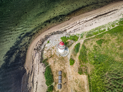 Lighthouse at Vejle Fjord in Denmark Named Traeskohage Fyr