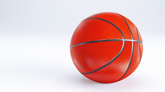 3D render of orange basketball ball isolated on white background