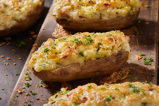 Twice Baked Stuffed Potatoes with Bacon and Smoked Gouda